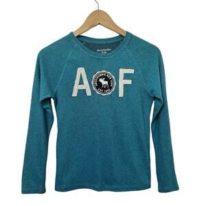 Abercrombie & Fitch Kids Y2K Crew Neck Ribbed‎ Long Sleeve Top Youth 9/10 Logo